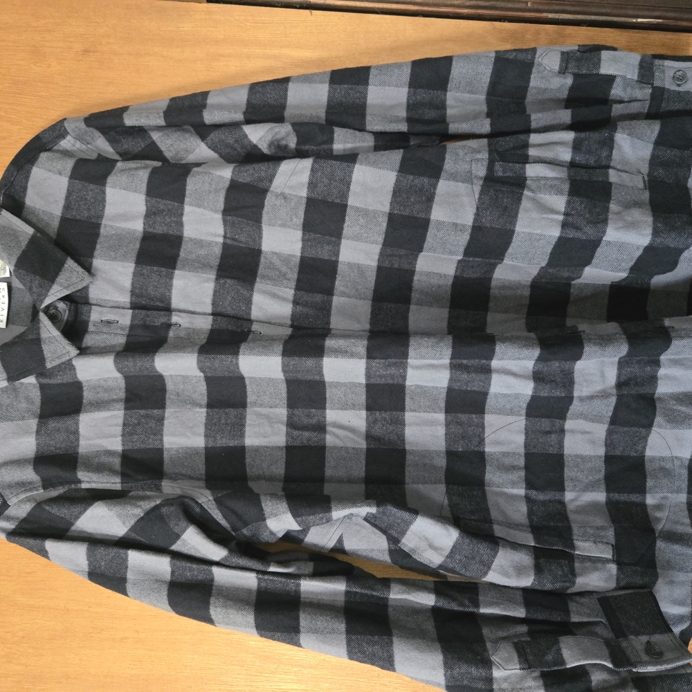 Joan Rivers Charcoal and Light Gray Checkered Shirt
